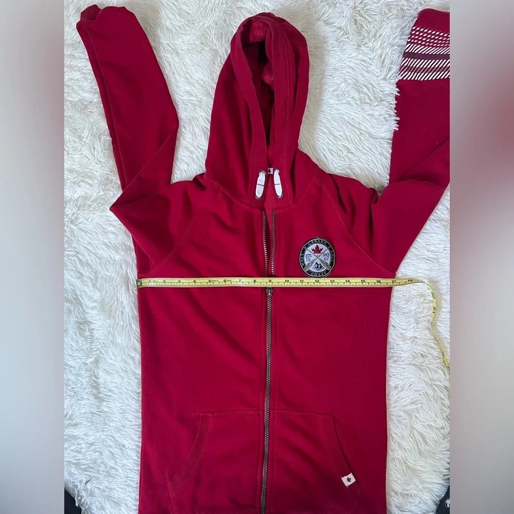 Canadiana Red Full Zip Hoodie Sweatshirt Youth XL (14–16) Canada Patch